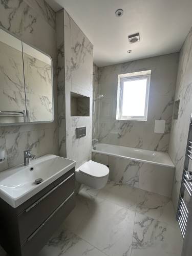 Modern marble bathroom completed by ZK Plumbing